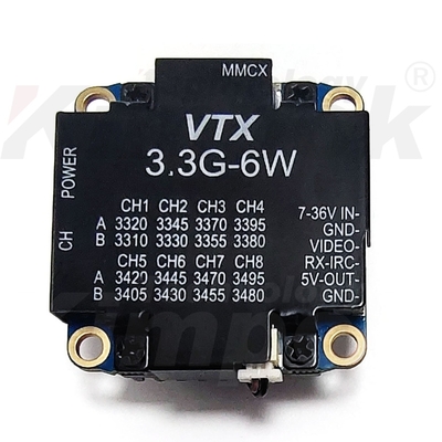 3.3G 6W Vidéo émetteur 3.3Ghz FPV VTX 8 canaux Transmission audio vidéo longue portée