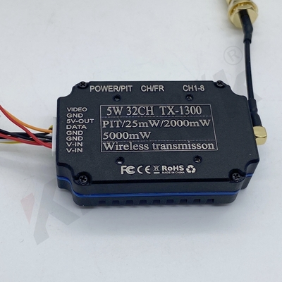 Émetteur FPV ultra-léger 24.5g 5W haute puissance 1.3GHz 32CH pour course de drones à grande vitesse, longue portée, transmission d'image à faible latence