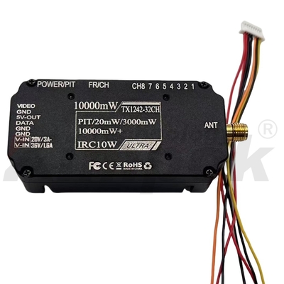 Émetteur de transmission d'images sans fil analogique pour drone 8 canaux haute puissance 10W 2.5G, transmission stable sur très longue distance