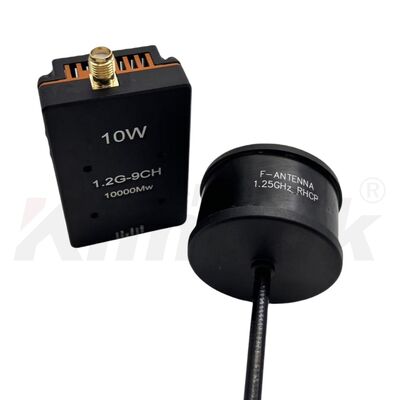 Émetteur vidéo sans fil FPV VTX 1.2G 10W avec indicateurs de puissance de bande de canaux LED et niveaux de puissance RF réglables